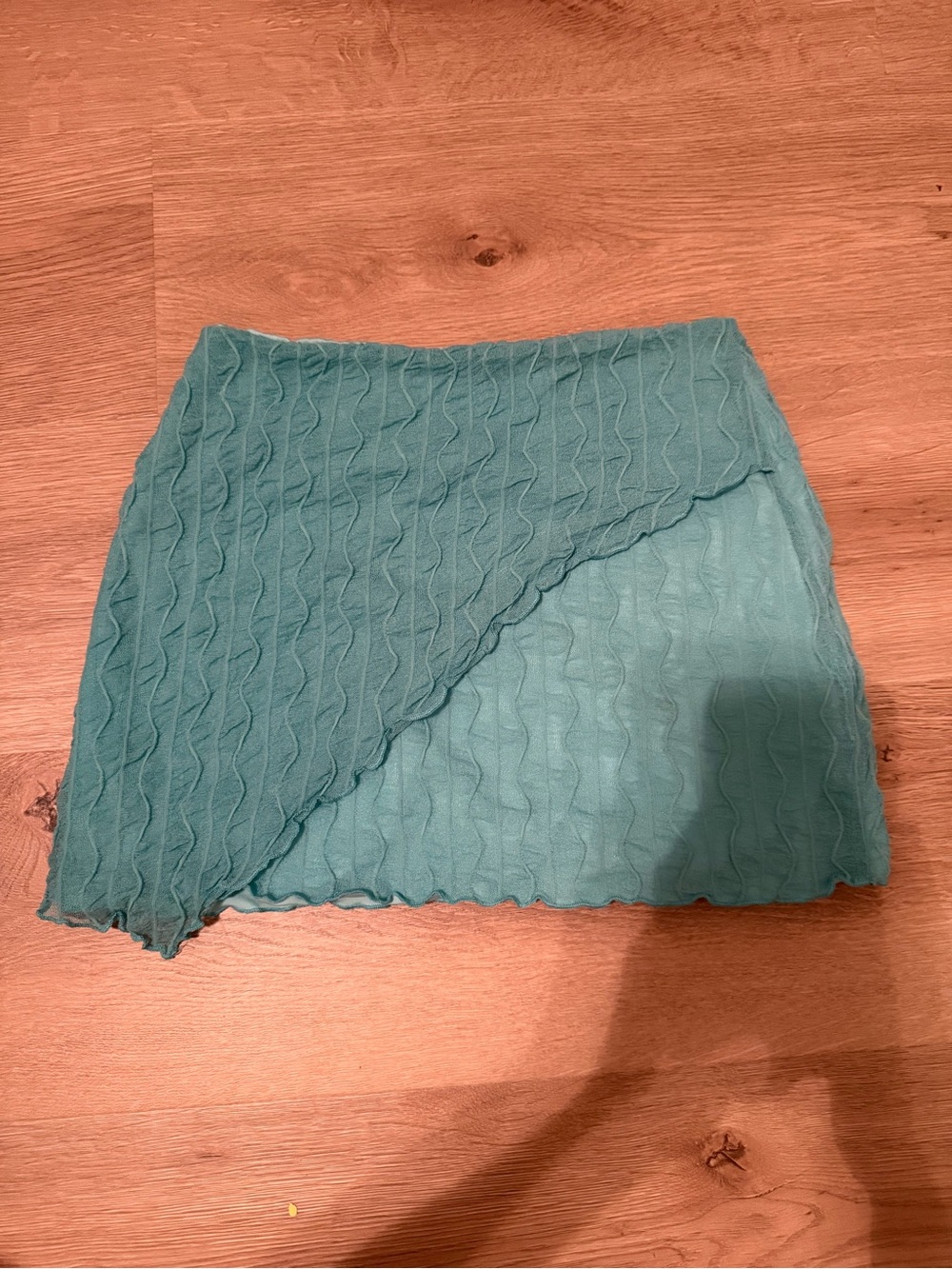 Tiger Mist Teal Wrap-Effect Mini Skirt